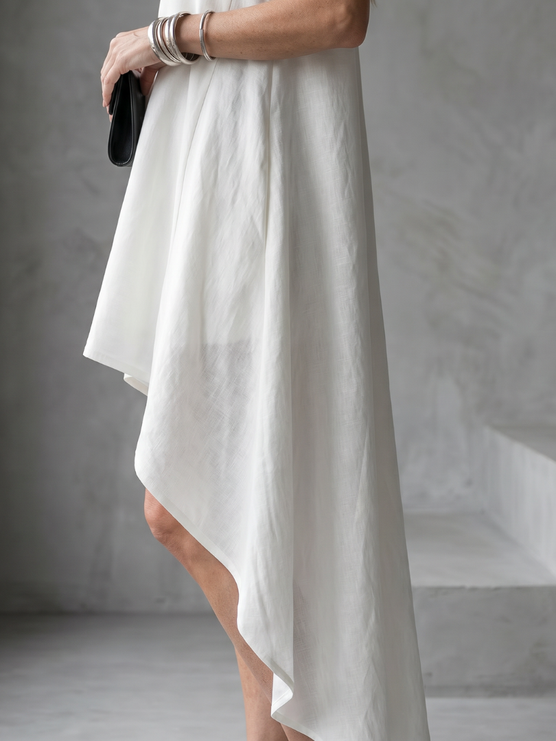 Zoya | Robe Midi Fluide Sans Manches à Ourlet Haut-Bas