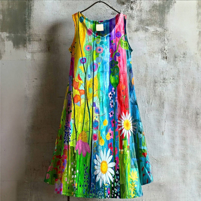 Arly | Robe midi colorée avec motif floral