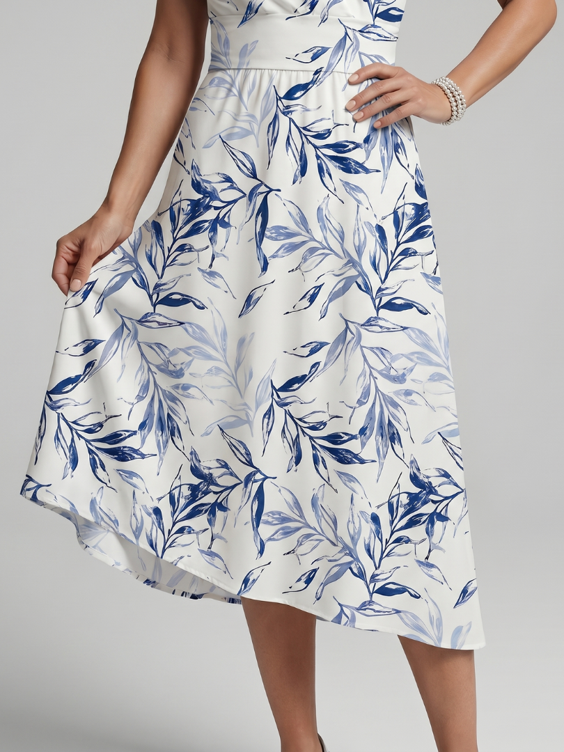 Kael | Robe Midi à Imprimé Botanique Doux en V