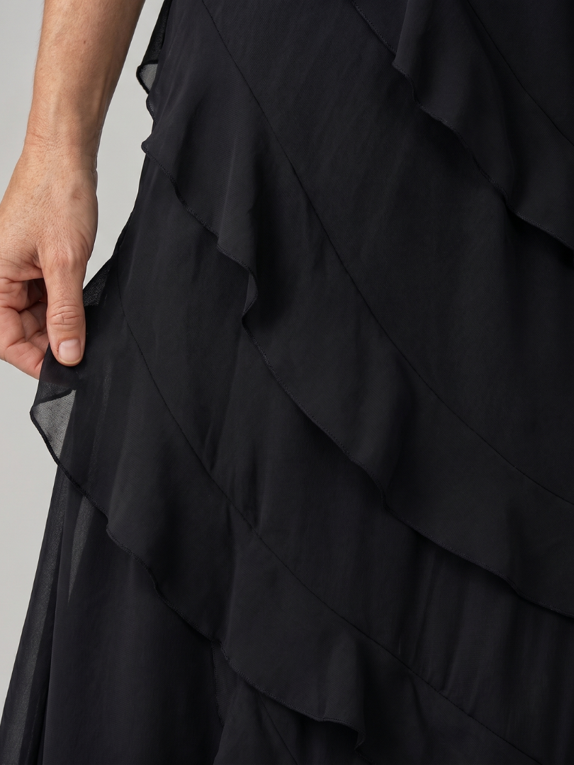 Riper | Robe Maxi à Bretelles Spaghetti avec Détails de Volants Superposés