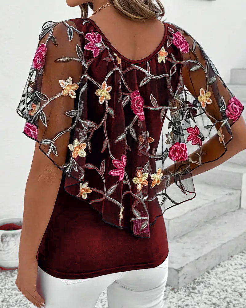 Adeline | blouse élégante en maille brodée lourde