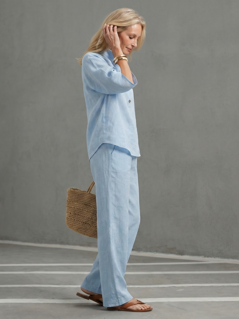 Amity | Ensemble Tunique Pantalon Détendu à Boutons
