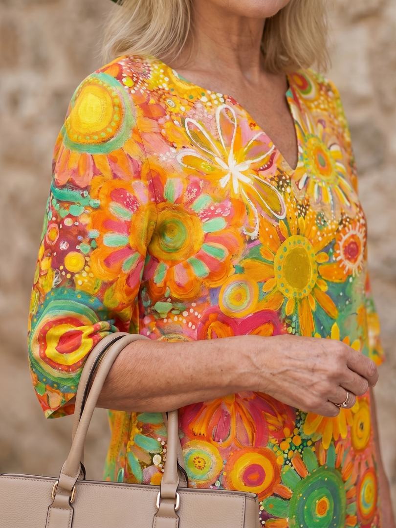 Zephyr | Robe à Motif Floral Multicolore Longueur Genou