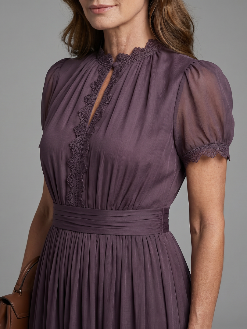 Elia | Robe Maxi à Taille Froncée avec Ouverture en Clef