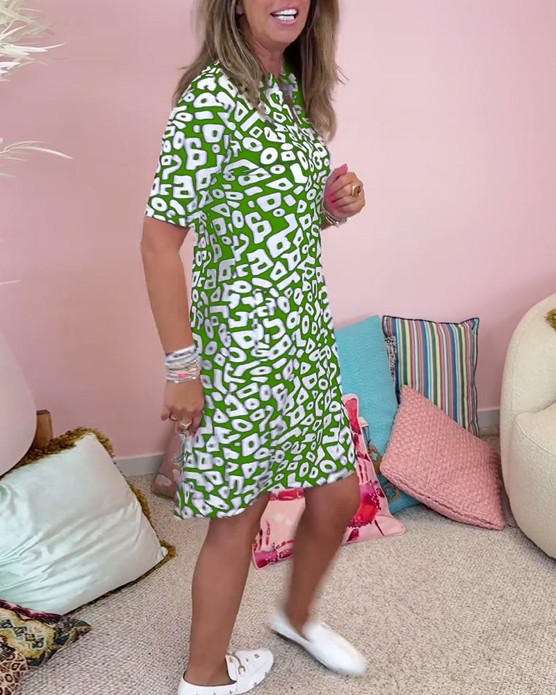 Linny | Robe tunique décontractée avec motif géométrique et décolleté en V