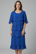 Robe Midi Femme avec Manches Fendues et Détails Volants
