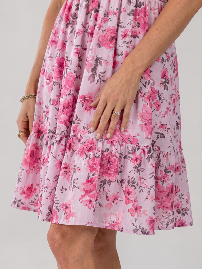 Rosabelle | Robe à bretelles spaghetti avec imprimé floral, longueur genou