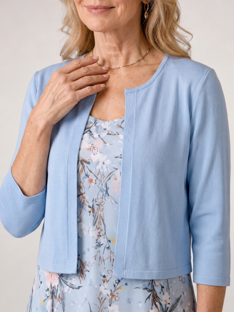 Celeste | Robe midi sans manches à imprimé floral avec veste courte