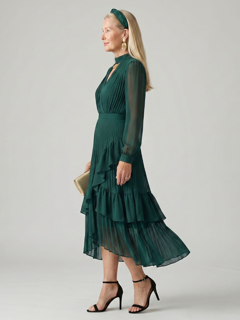Aris | Robe Midi à Drapé Fluide