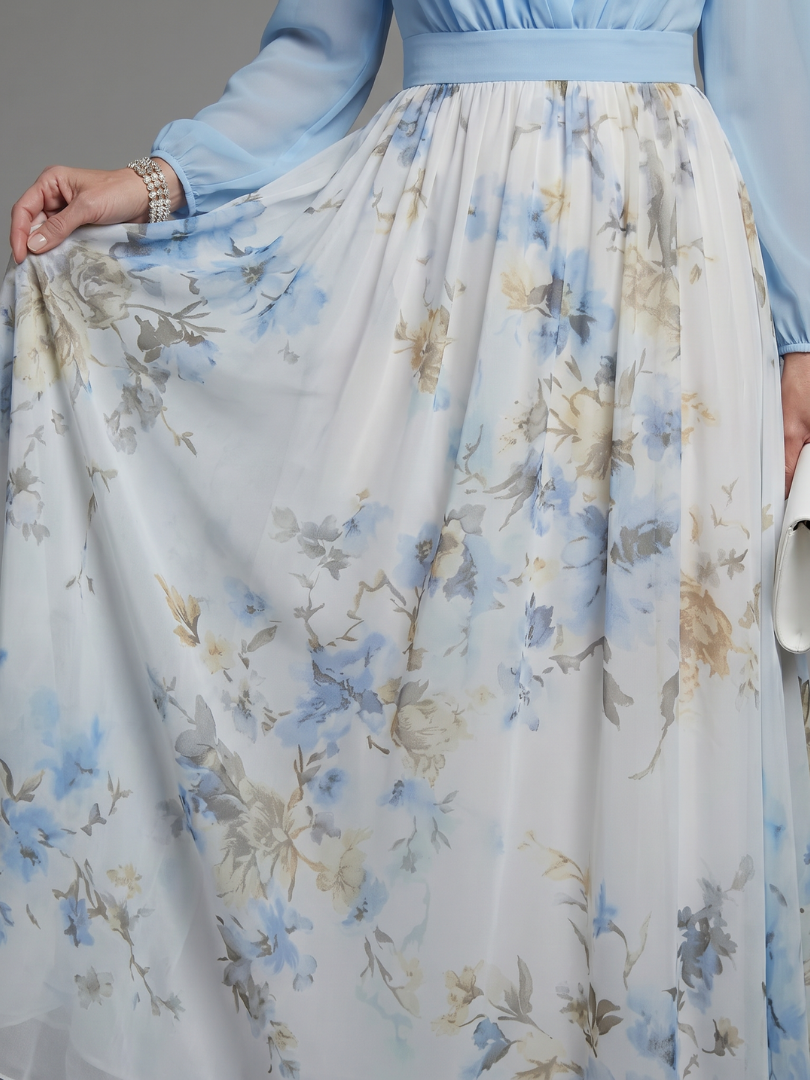 Augusta | Robe Maxi Florale à Décolleté en V Transparent
