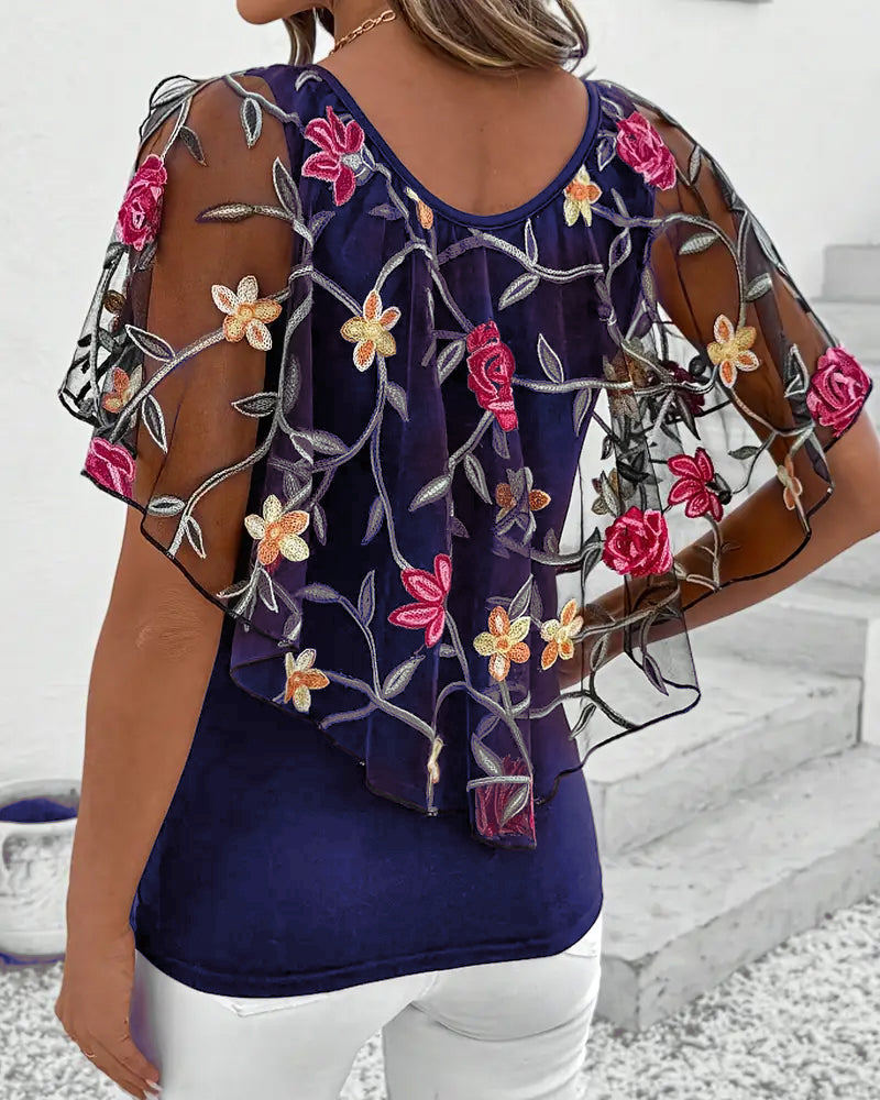 Adeline | blouse élégante en maille brodée lourde