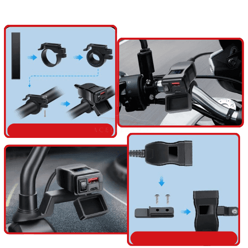 LuxCharge Elite Duo | Chargeur USB double luxe pour motos