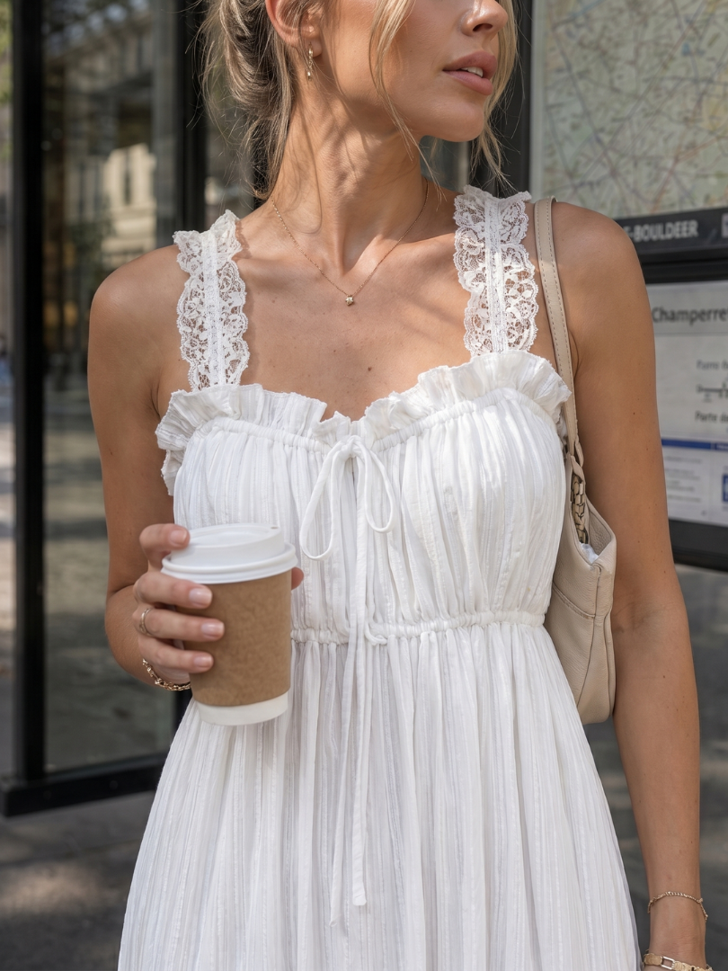 Leach | Robe midi sans manches avec volants