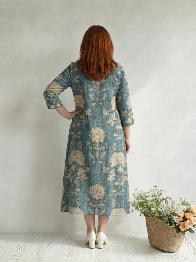 Skye | Robe Midi Florale à Silhouette Douce