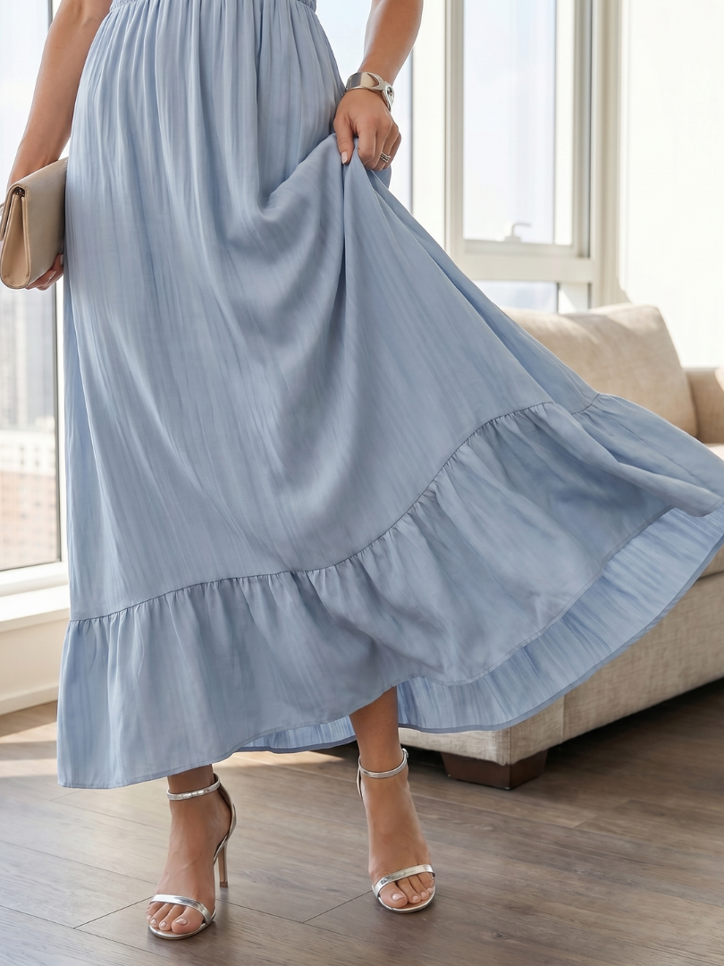 Clove | Robe midi à manches volantées et taille smockée