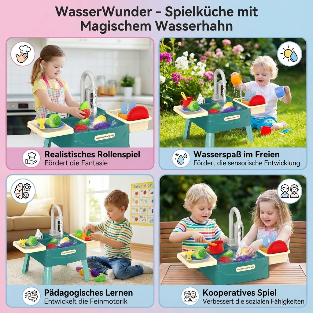 WasserWunder Cuisine de Jeu avec Robinet Magique pour Enfants
