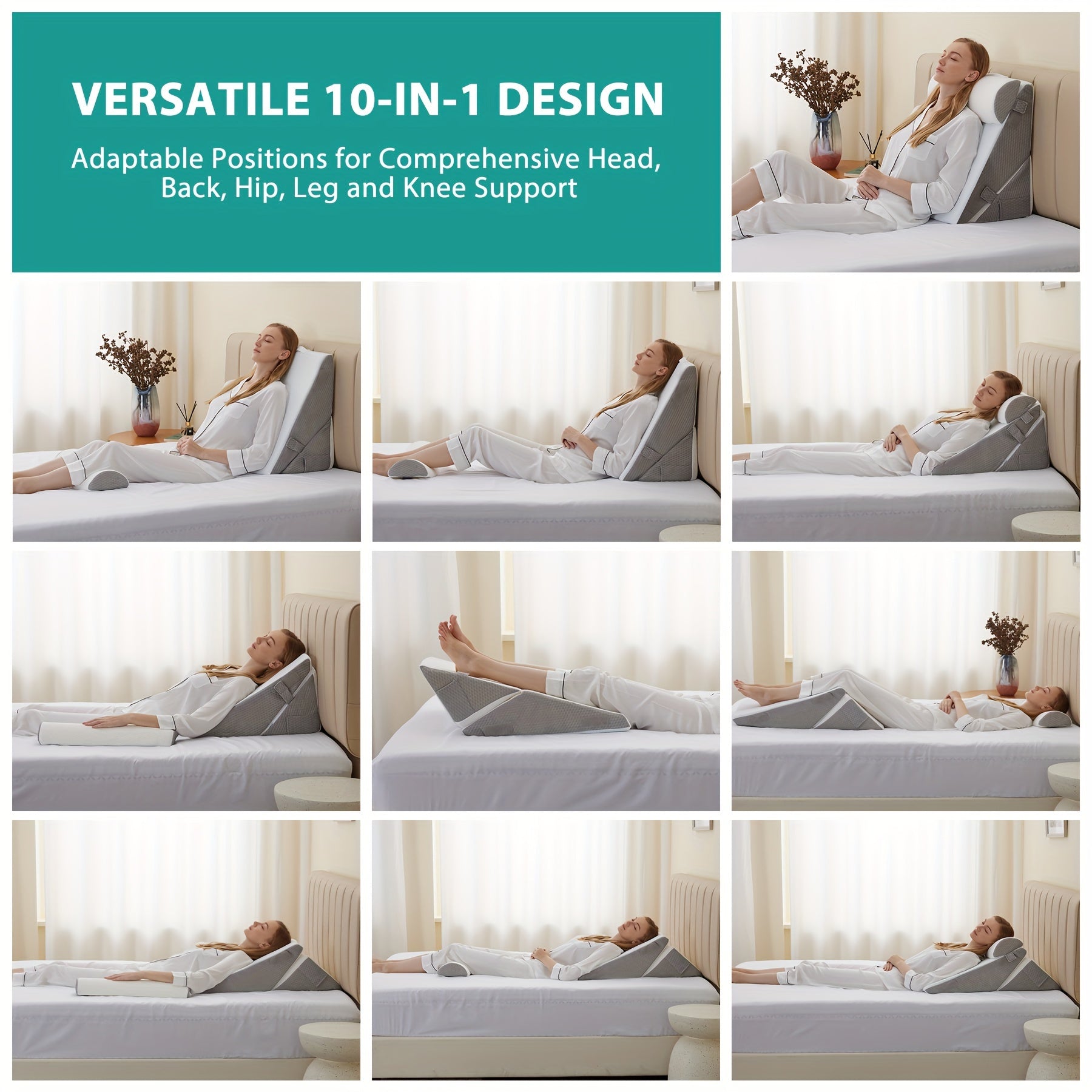 Coussin orthopédique réglable en coin RelaxPlus - Système de support en mousse à mémoire premium 7 en 1