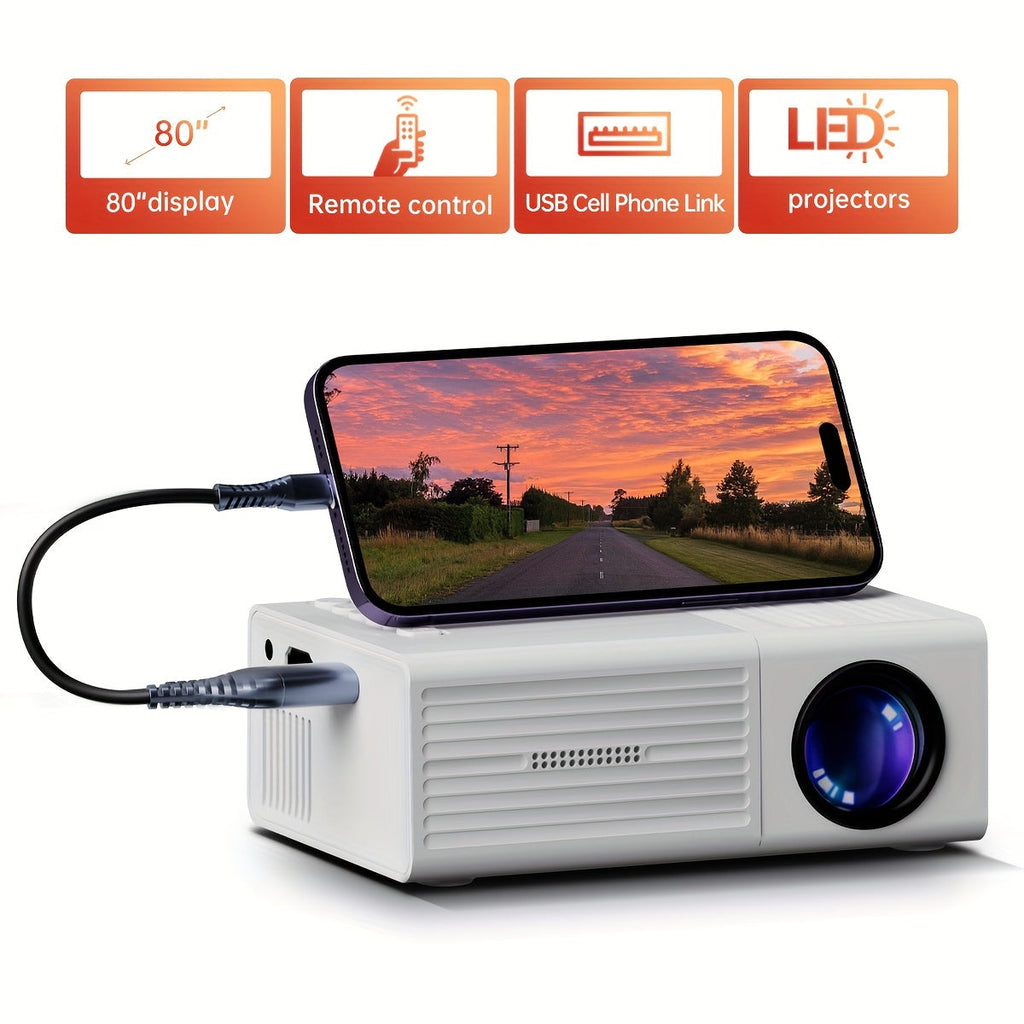 Mini Projecteur Ultra-Lumineux 3000 Lumens – Portable, HDTV & USB, Idéal pour Cinéma à Domicile & Extérieur !