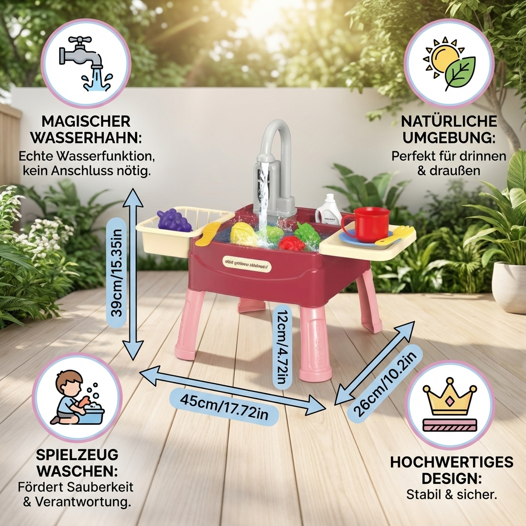 WasserWunder Cuisine de Jeu avec Robinet Magique pour Enfants