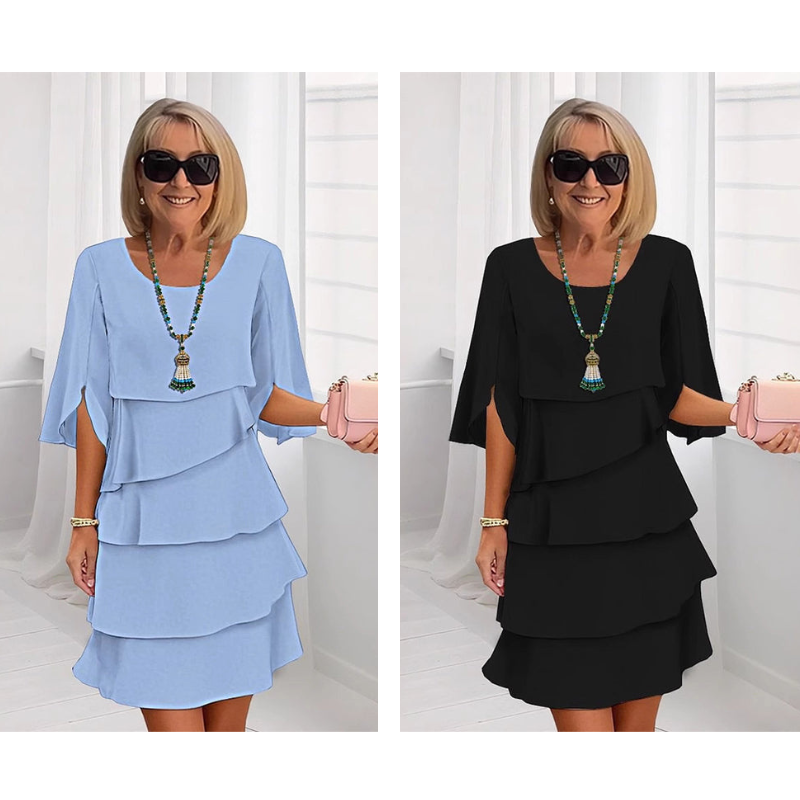 Robe à couches chic avec manches bouffantes pour femmes