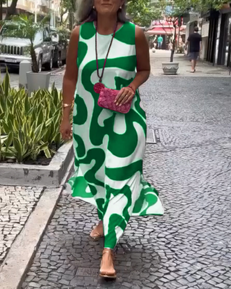 Bertha | Robe sans manches stylée avec imprimé géométrique