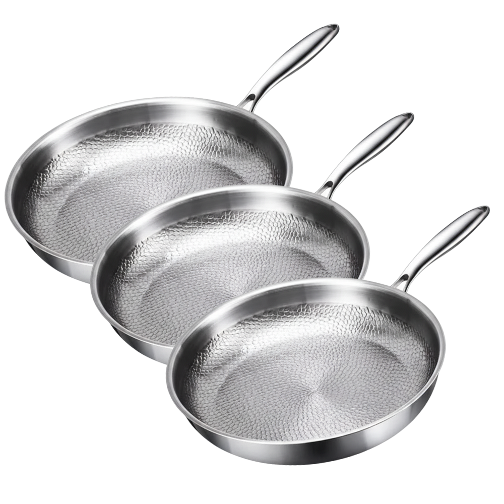 Set de Casseroles Premium en Titane 3 Pièces – Adapté pour Induction & Revêtement Naturel Antiadhésif – 3 Casseroles