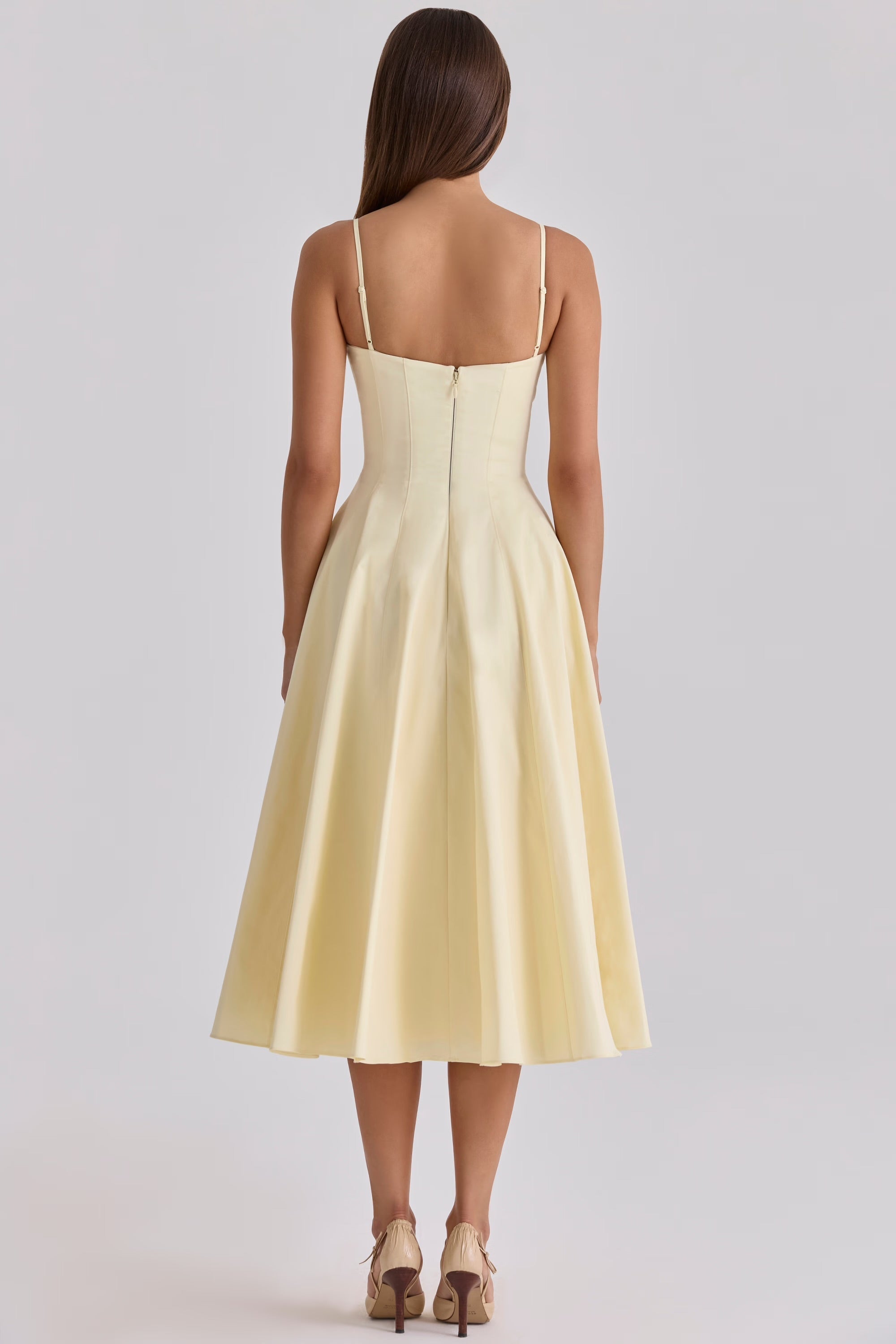 Robe midi en coton — bretelles ajustables et poches latérales