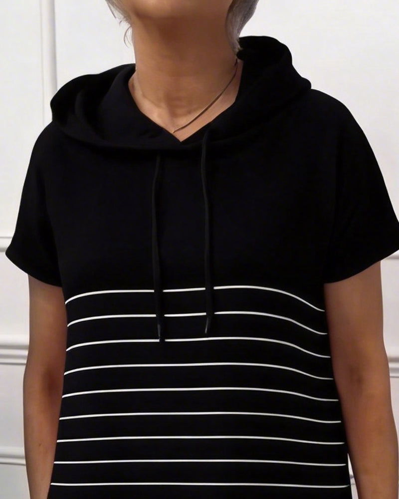 Azirella | Robe à capuche décontractée avec motif rayé