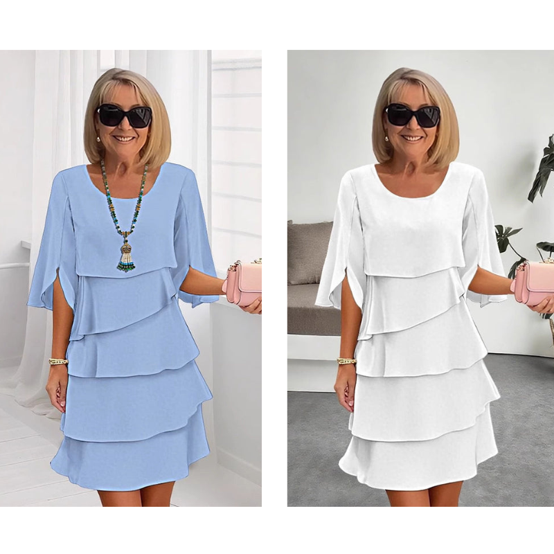 Robe à couches chic avec manches bouffantes pour femmes