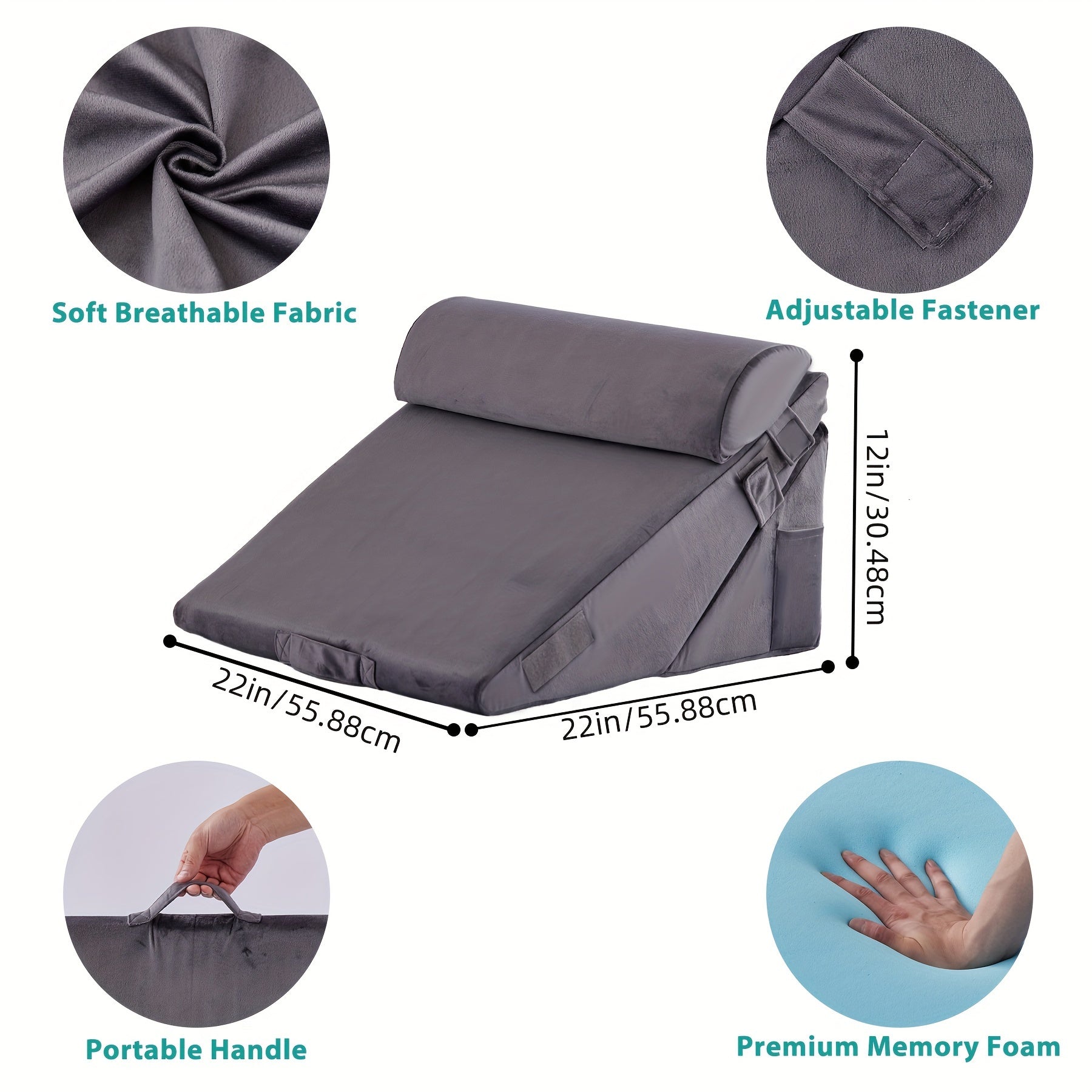 Coussin orthopédique réglable en coin RelaxPlus - Système de support en mousse à mémoire premium 7 en 1