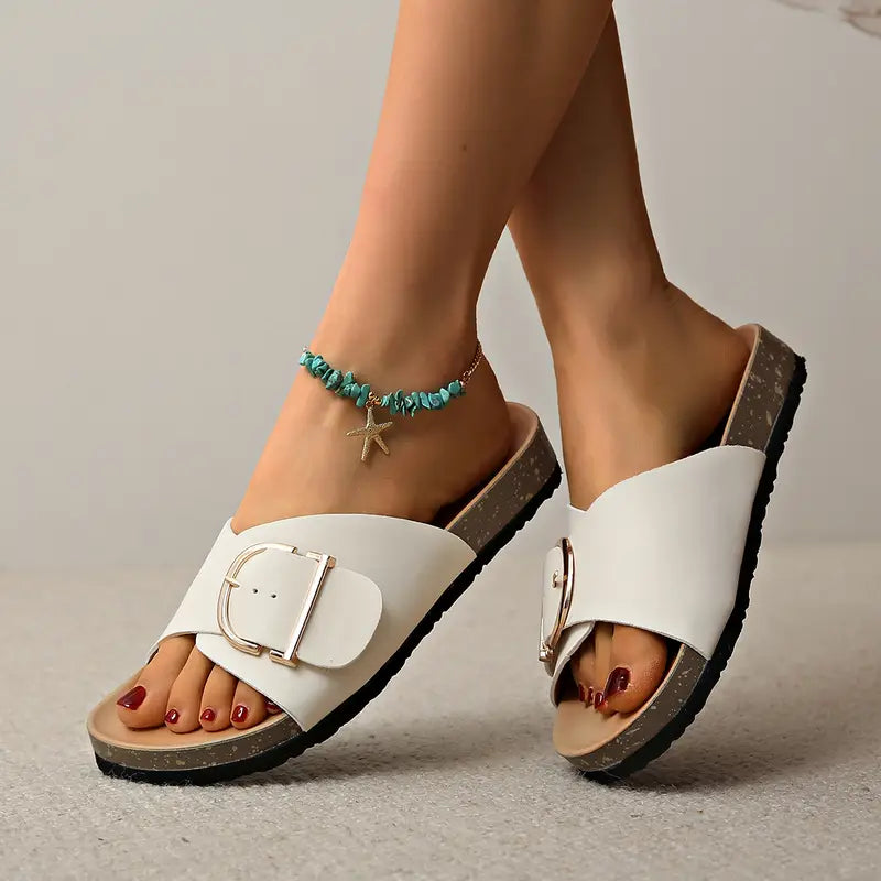 Sandales pour Femmes avec Boucle Ajustable et Semelle en Liège