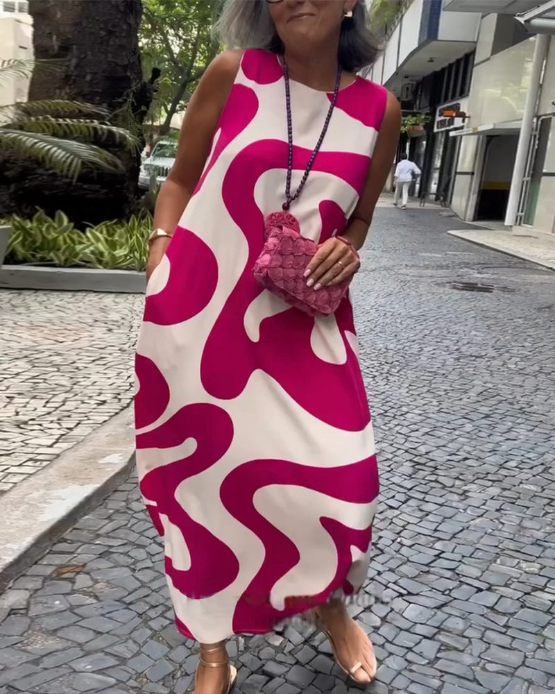 Bertha | Robe sans manches stylée avec imprimé géométrique