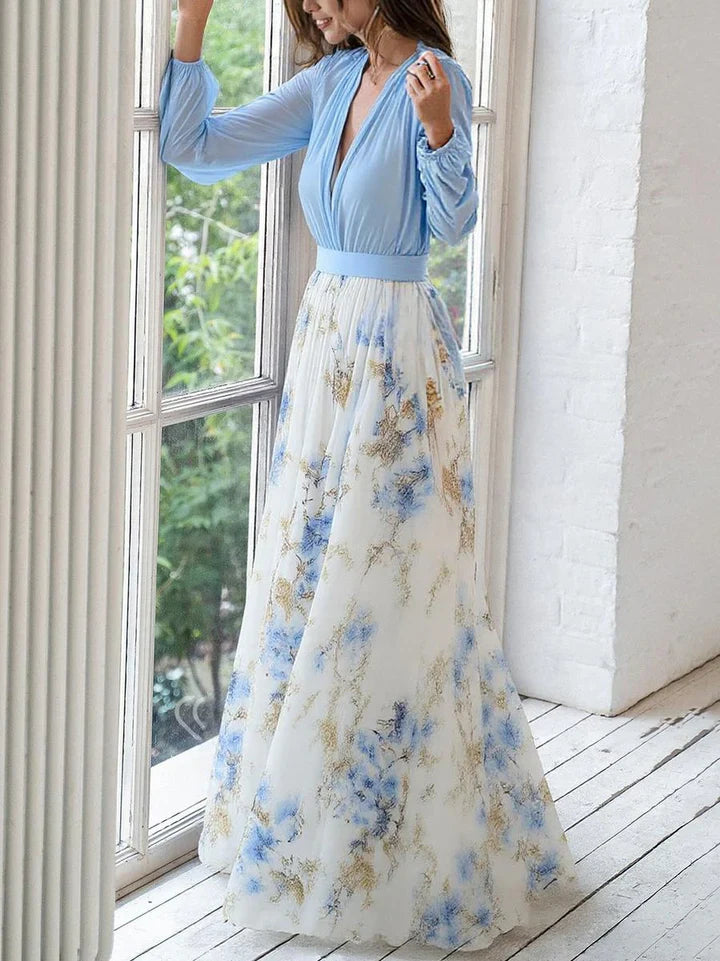 Elanthea | Robe Maxi à Corsage Transparent à Fleurs