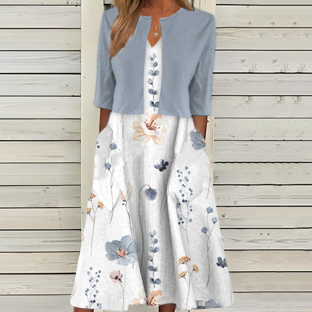 Léa - Robe Fleurie Midi Élégante