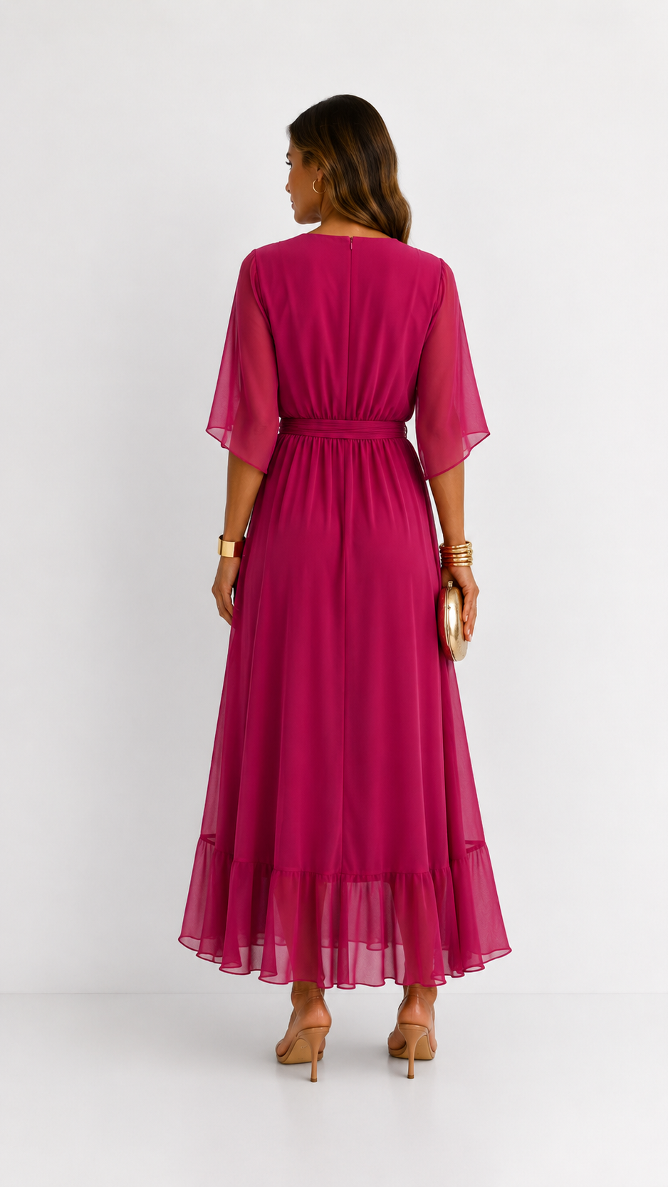 MOREAU LYON | ROBE EN CHIFFON À ENVELOPPER POUR FEMMES