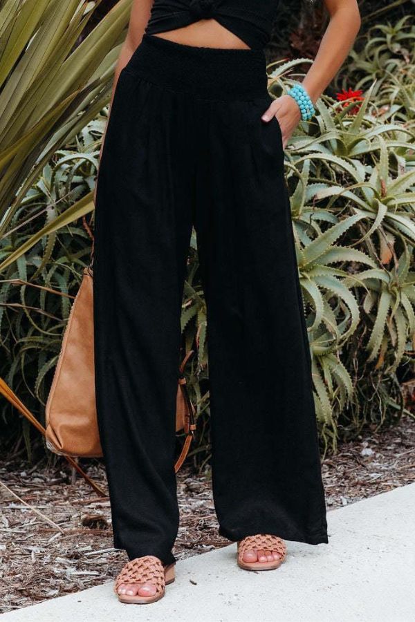 Pantalon Palazzo élastique élégant pour femmes