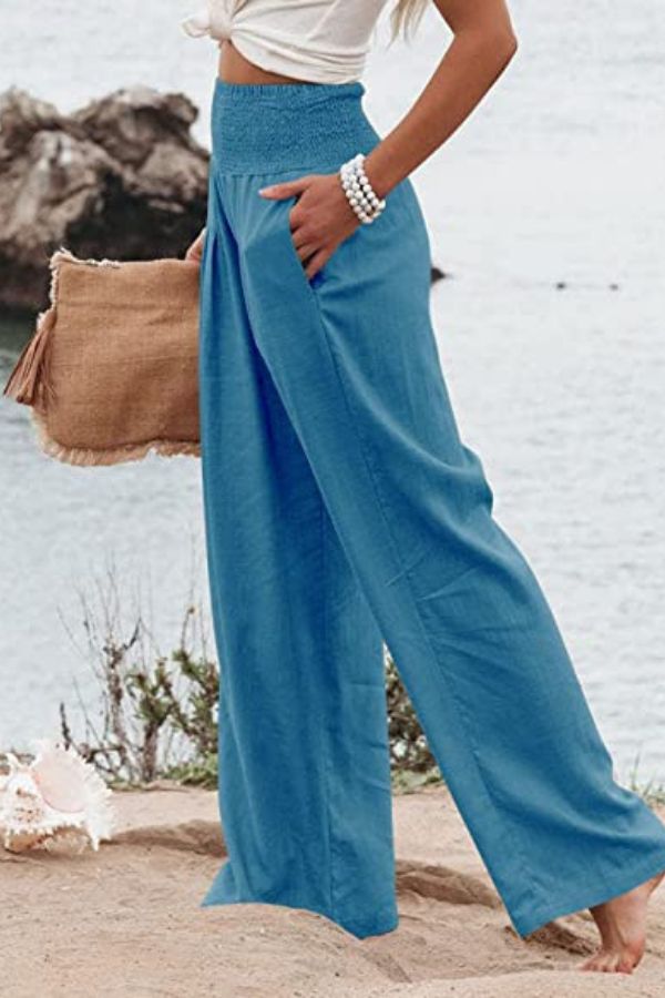 Pantalon Palazzo élastique élégant pour femmes