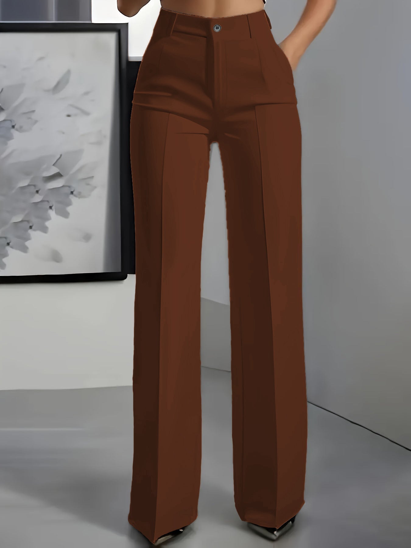 Pantalons pour femmes taille haute avec élastique à la taille