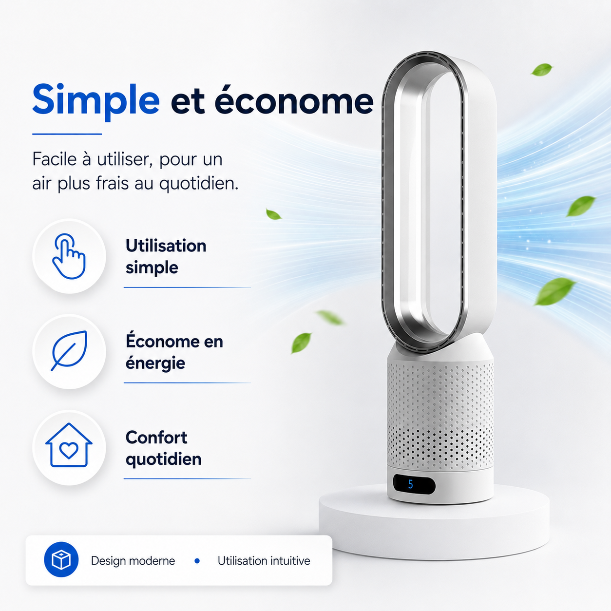 Refroidisseur d'air 3-en-1 | Purificateur d'air UV et Ionisateur