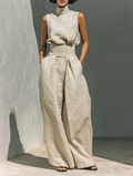 Ensemble Blouse sans Manches et Pantalons Amples pour Femmes
