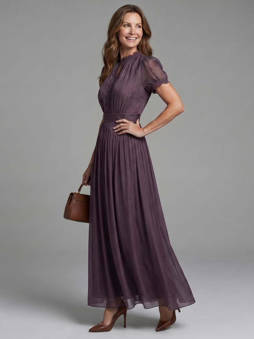 Elia | Robe Maxi à Taille Froncée avec Ouverture en Clef