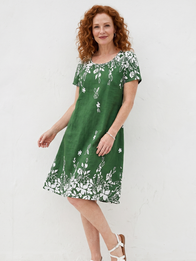 Daphne | Robe Mini à Manches Courtes avec Bord Floral
