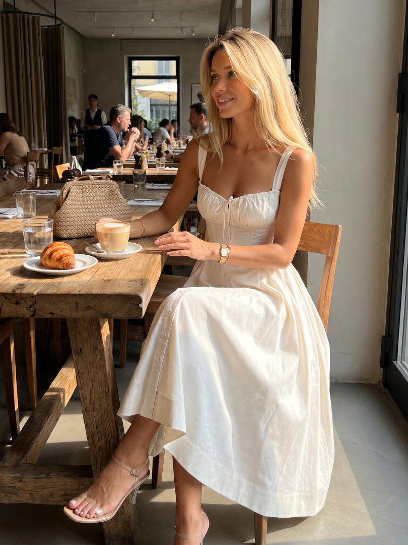 Amren | Robe Midi à Corsage Structuré Sans Manches