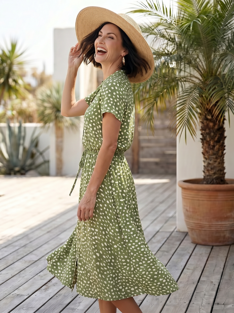 Belladonna | Robe midi à boutons imprimée avec ceinture