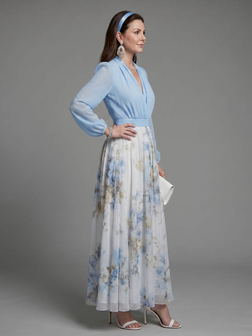 Augusta | Robe Maxi Florale à Décolleté en V Transparent