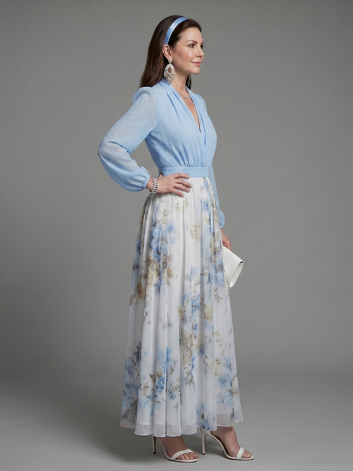 Augusta | Robe Maxi Florale à Décolleté en V Transparent