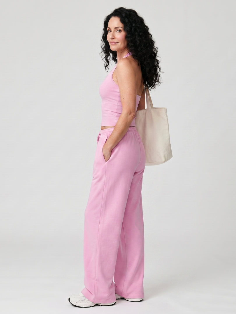 Helena | Ensemble Top Sans Manches à Encolure Arrondie et Pantalons à Jambes Larges