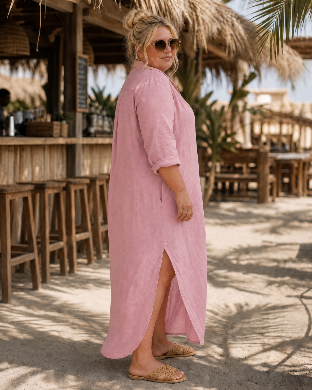 Vipro | Robe Midi Relaxed à Col Boutonné