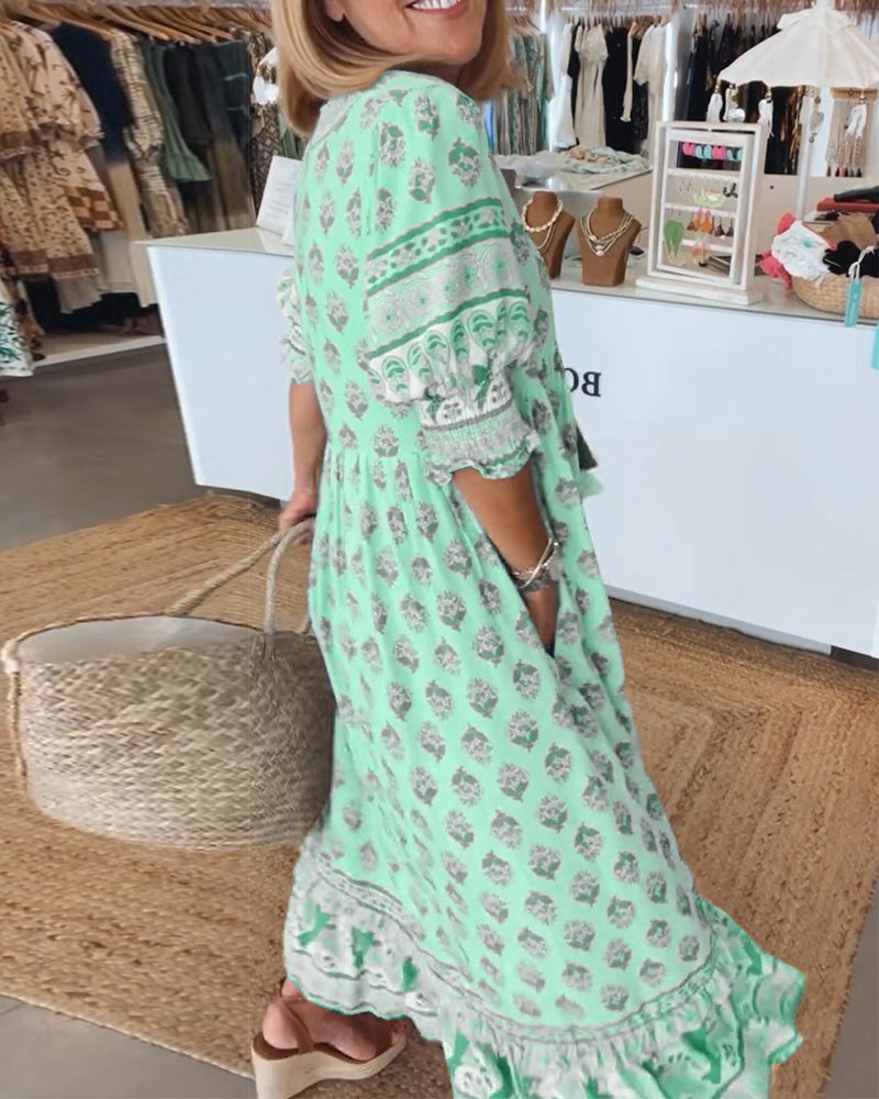 Liana | Robe imprimée avec décolleté en V