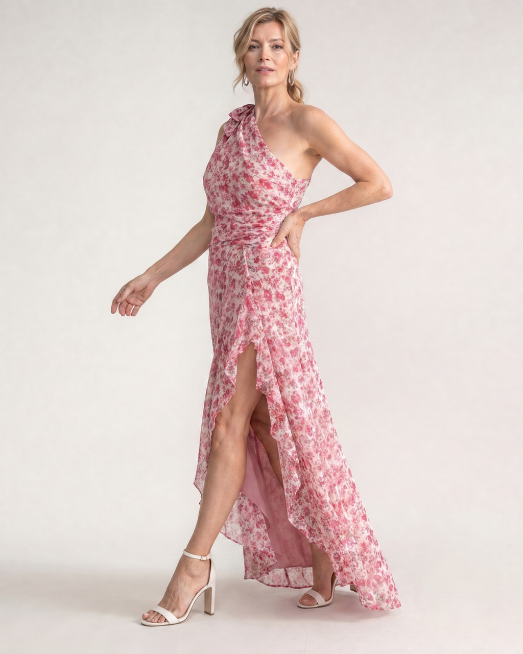 Ikele | Robe Midi à Volants à Fleurs Ditsy à Une Épaule